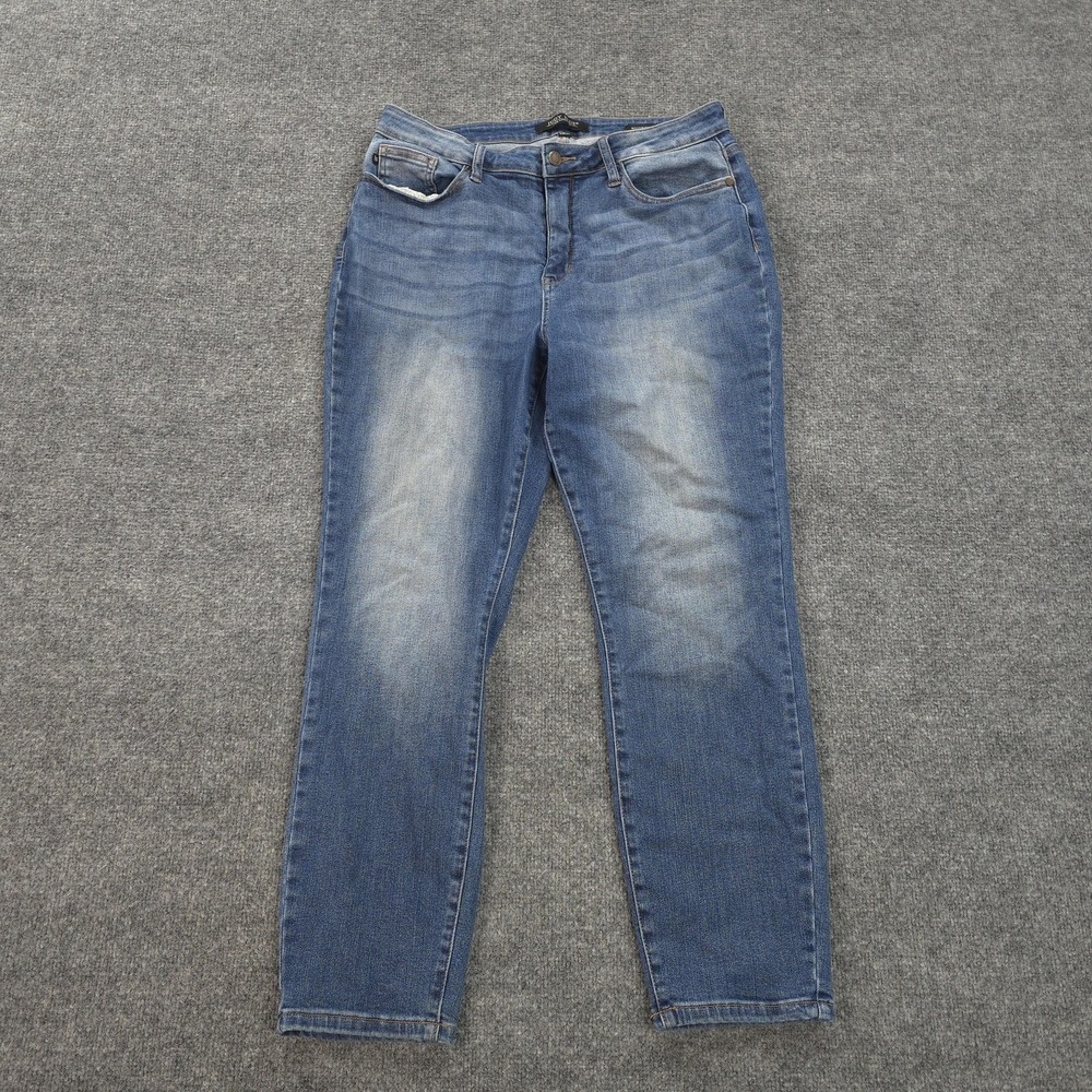 Judy Blue Jeans Womens 13/31 Blue Boyfriend Mid Rise Relaxed‎ Stretch Denim